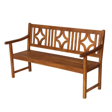 Sloane Ogee Diamond-Back 600-Lbs Support Acacia Wood Outdoor Garden Patio Bench - JONATHAN Y